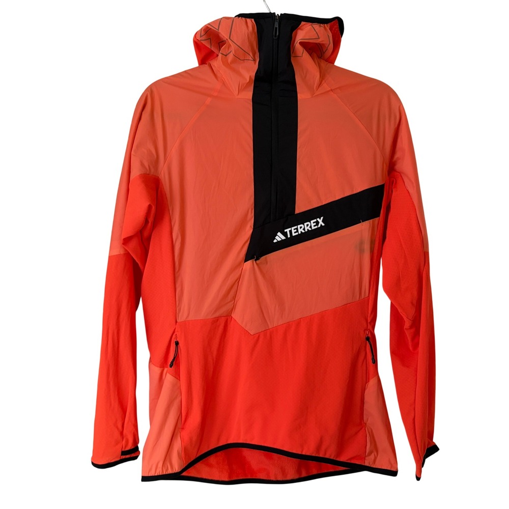 Adidas Terrex Half-Zip Hiking Jacket Bright Orange Womens L Trail Running NWT